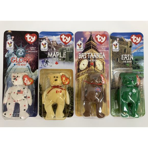 McDonald’s Happy Meal Ty Beanie Babies 1999 International Bear Bundle (4pcs) - Picture 1 of 13